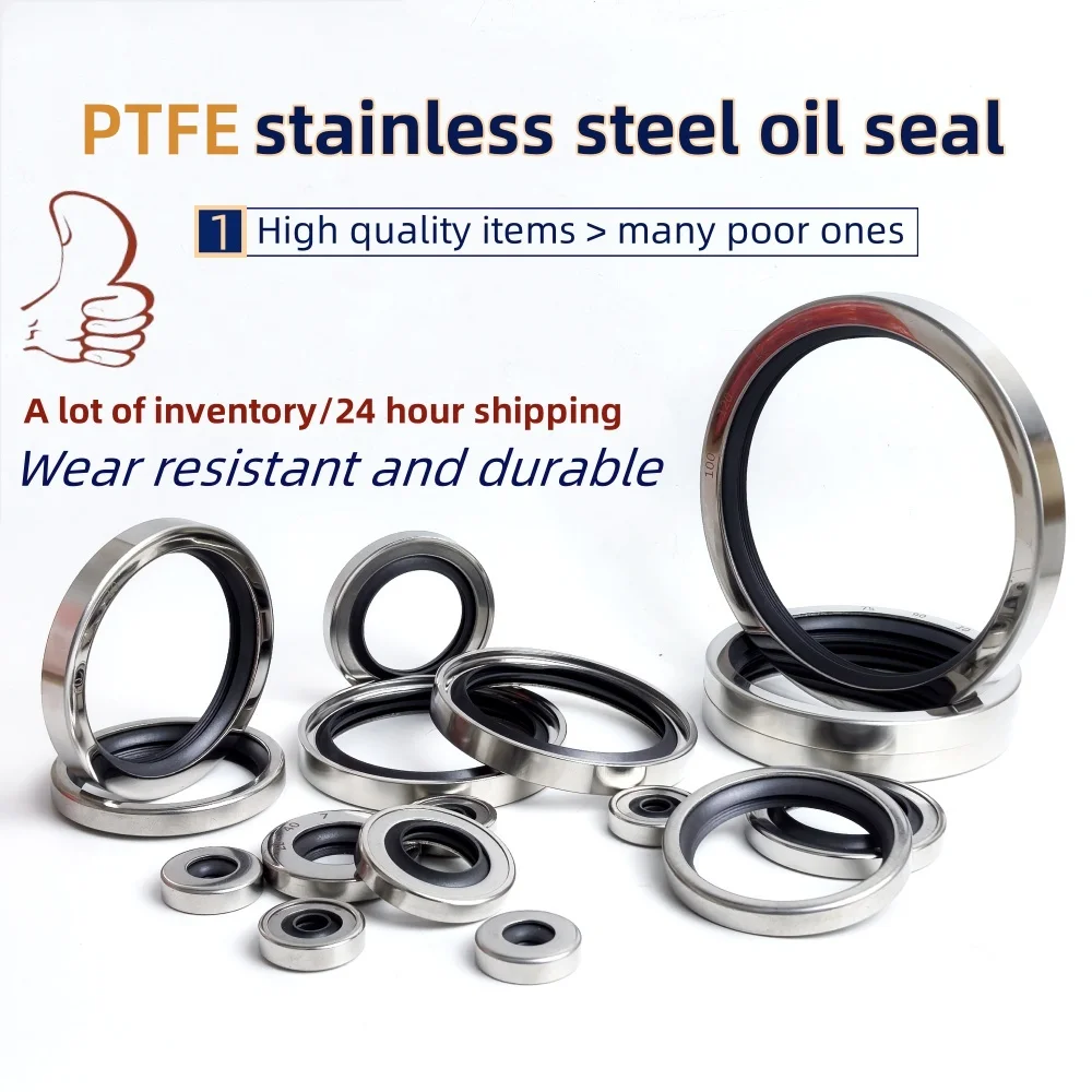 

ID:24*25*28*OD:35/37/38/45/46/47/50/52*7/8/10/12mm Stainless steel shaft oil seal PTFE sealed air compressor accessories