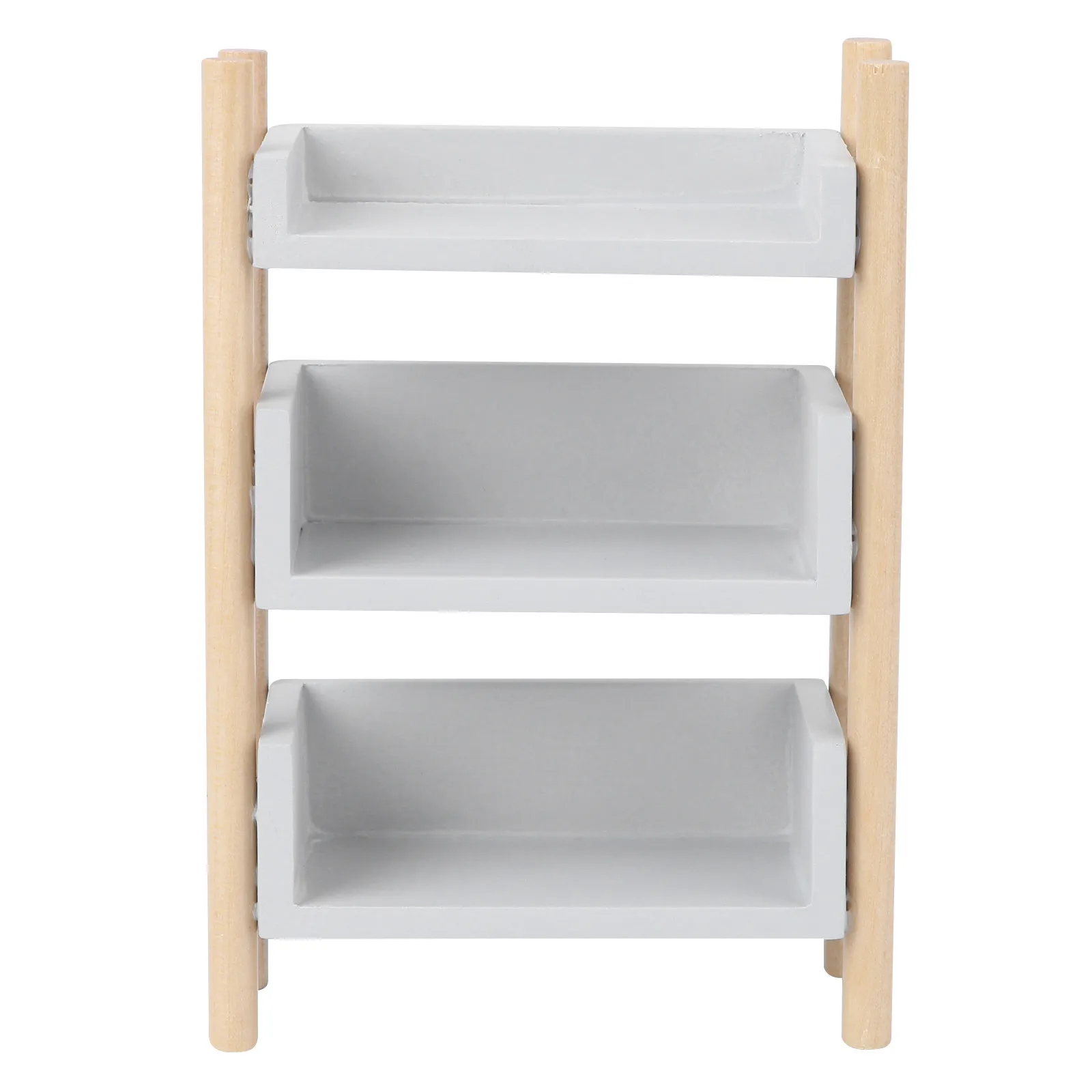 

1Pcs Mini Storage Rack Exquisite Small House Accessory Realistic Multi Layer Shelf Grey Decorative Miniature Scene Accessory