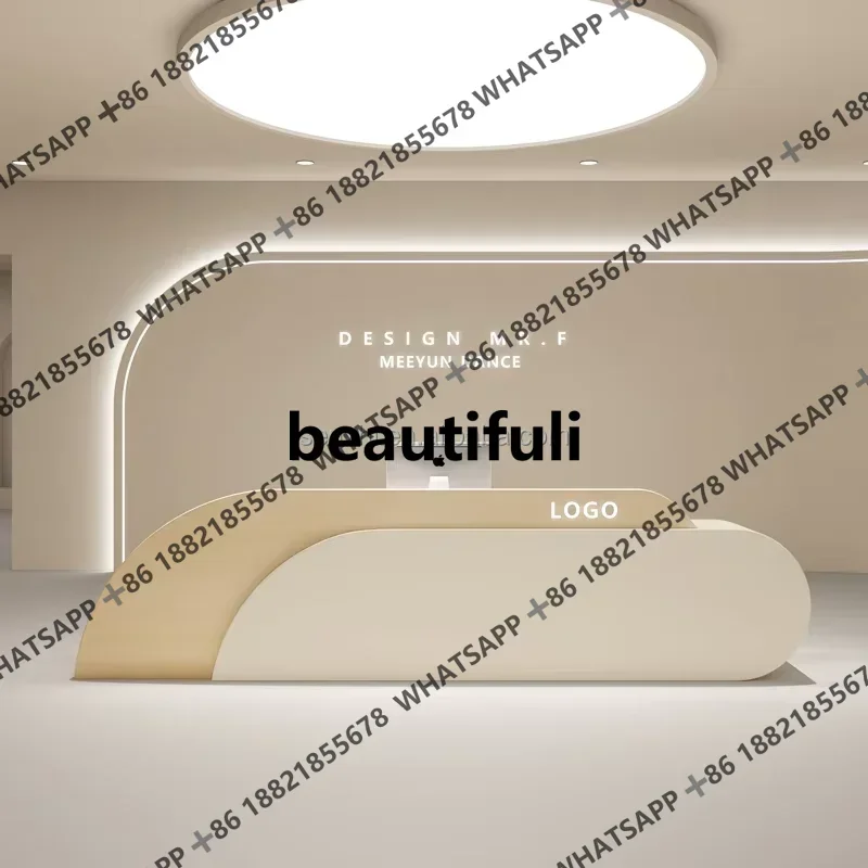 

D182Modern Luxury Double-Layer Multi-Position Reception Desk Salon Furniture Lobby Reception Bank Shopping Mall Checkstand