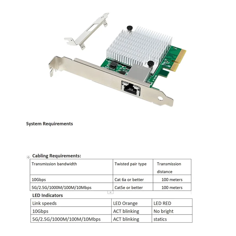 FULL-ST7375 AQC113C Pcie 4,0 X4 puerto único 10 Gb/S Gaming multifunción conveniente tarjeta de red de servidor duradera fácil de usar