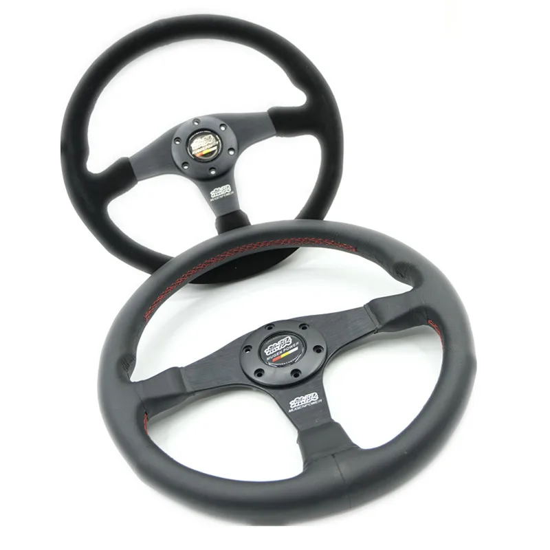 Mugen 14inch 350mm Racing Flat Steering Wheel Auto Universal Suede / Leather Simulated Racing Game Steering Wheel