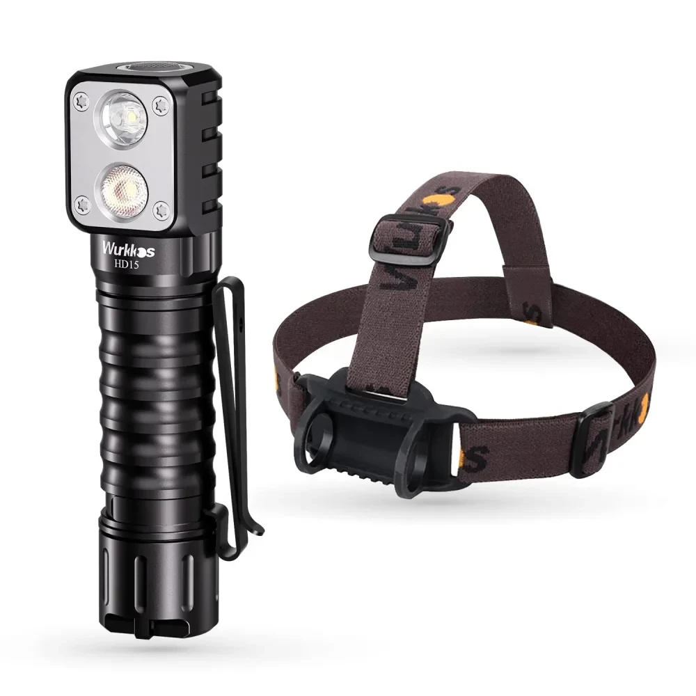 Wurkkos HD15 Headlamp-Style Flashlight 2000LM USB-C Rechargeable Model with SST20+TN-3535 LEDs and Magnetic Tail Light