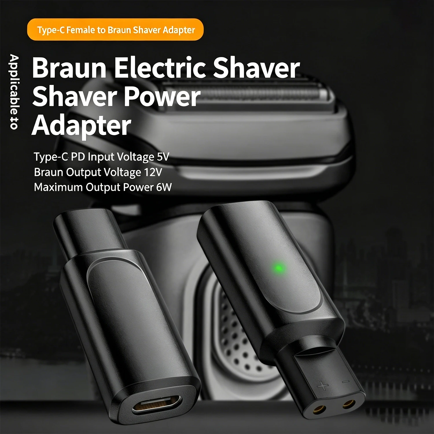 12V USB Type-C Shaver Charger Adapter Charging Converter for Braun Series 3 5 7 9 6 1 XT Serle S Electric Razor(Cable Excluded)