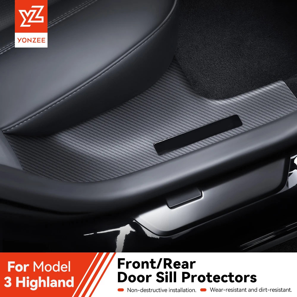 YZ For Tesla Model 3 2024-2026 Highland Rear Door Sill Protective Pad Cover Guards Threshold Bumper Strip Sill Car Accessories