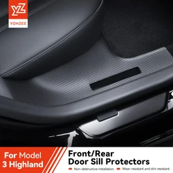 YZ For Tesla Model 3 2024-2026 Highland Rear Door Sill Protective Pad Cover Guards Threshold Bumper Strip Sill Car Accessories