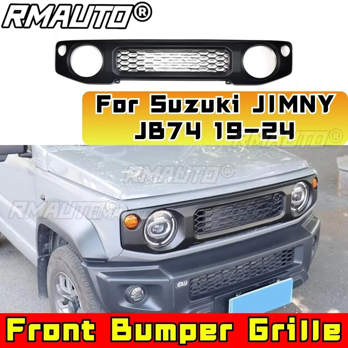 

Car Bumper Grill Decorative Strips Racing Grille Body Kit Front Bumper Grill for Suzuki JIMNY JB74 19-24 Exterior Part
