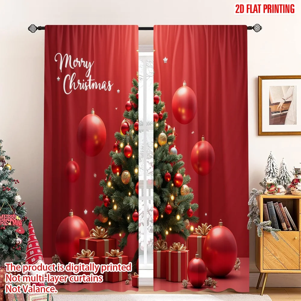 

2pcs 2D flat printing Merry Christmas Popular Drapes Merry Christmas Tree Balloons Gifts_a 100% Polyester Without Electricity