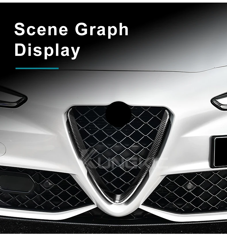 Dry Carbon Fiber Für Alfa Romeo Giulia 2017 2018 2019 2020 2021 2022 2023 Front Grill Dekoration Rahmen V Form Rahmen zubehör – Detail 3