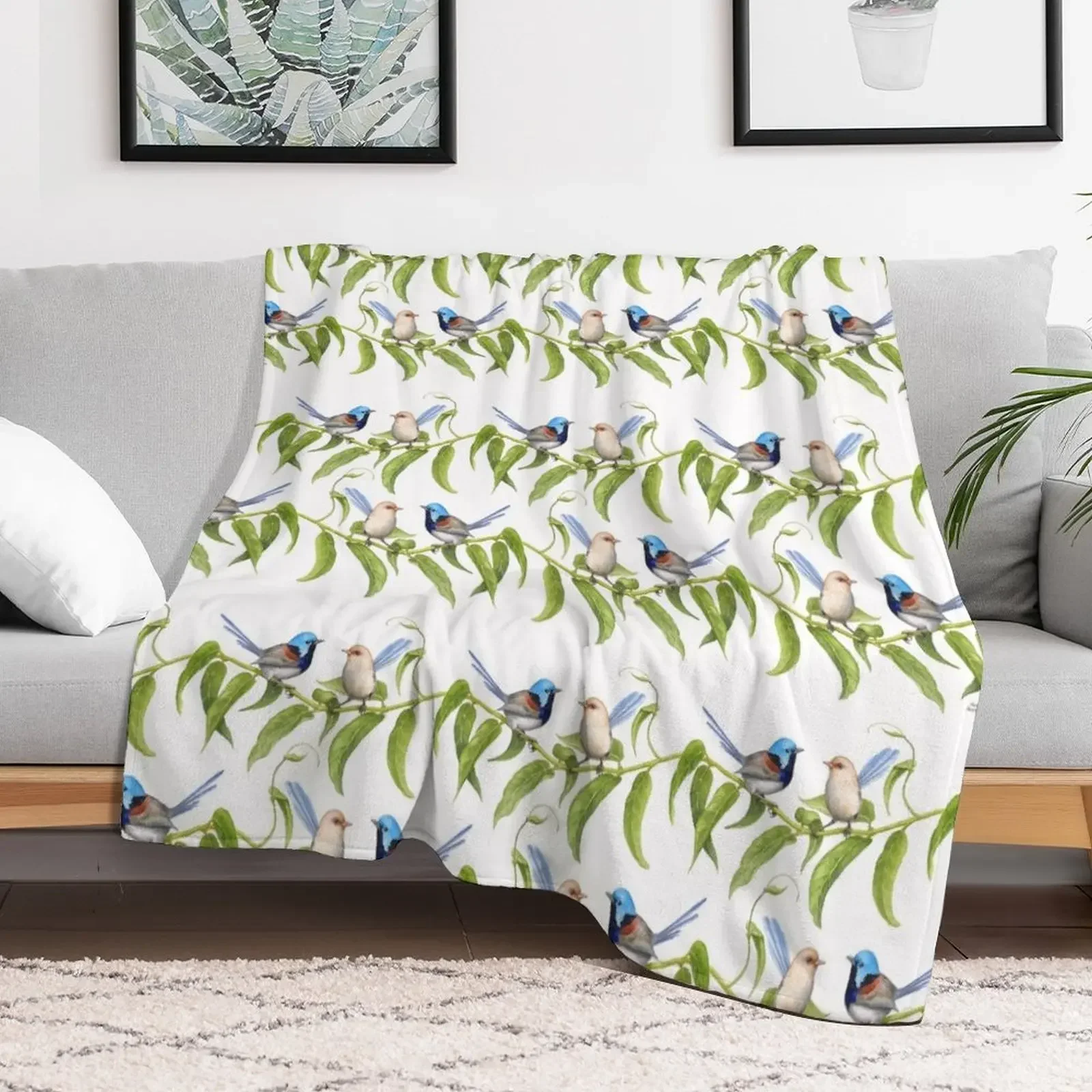 Variegated Fairy-Wrens - by Nadya Neklioudova Throw Blanket Luxury Brand Extra Large Throw Blankets