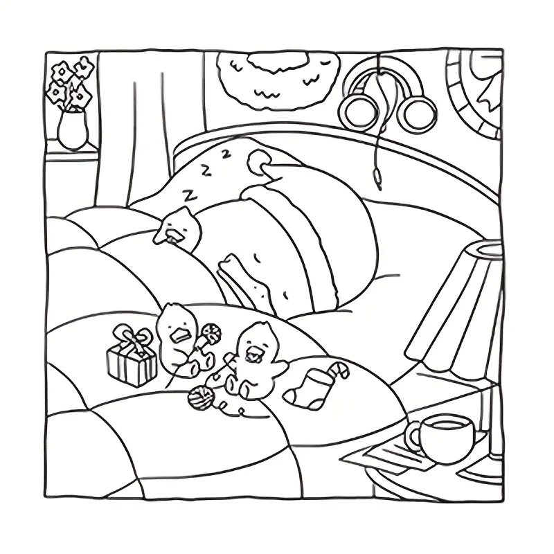 Coloring Book For Adults and Teens Featuring Adorable Christmas Creatures Fun Cartoon Coloring Book To Relax Entertainment