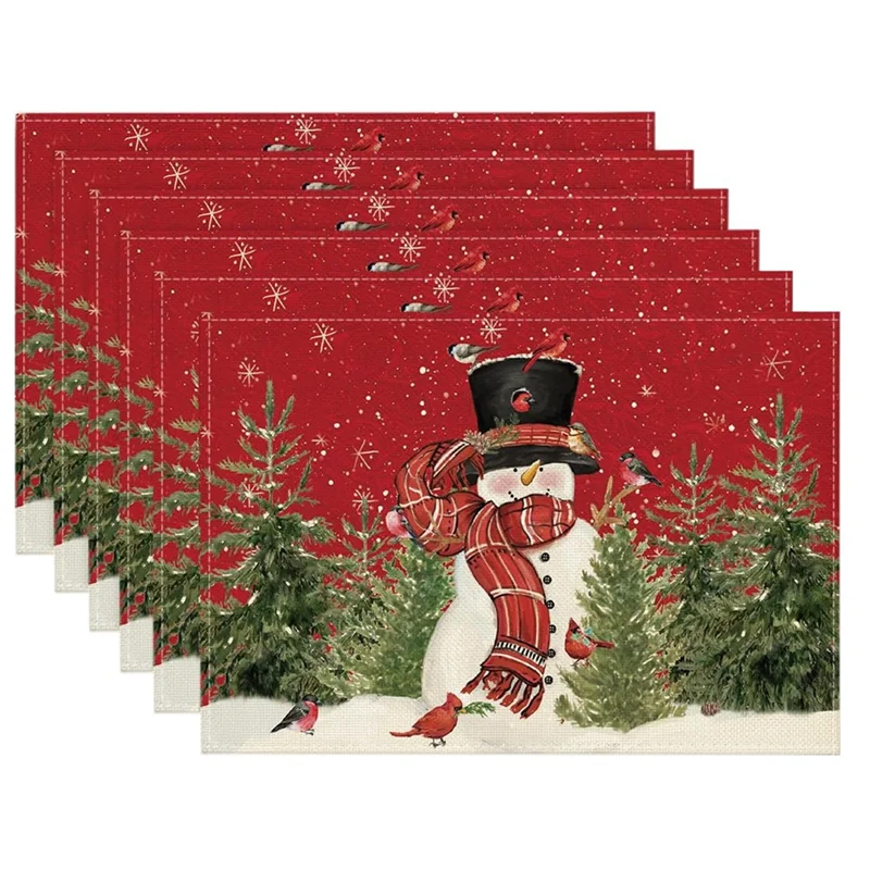 

Christmas Holiday Table Mats Set 12X18 Inch Seasonal Christmas Holiday Table Mats Washable Table Mats Set Of 6-A21R