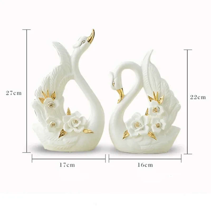European Style Swan Ceramic Vase Flower Arrangement Handicraft Decoration Creative Home Living Room Decoration Wedding Gift