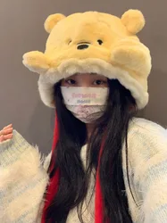 New Disney Pooh Bear Mickey Minnie creative personality animation character winter plush hat cute kawaii cartoon warm plush hat