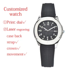 Customized 40mm Mens Watch New Men Luxury Automatic NH35A Stainless Steel Leisure Simple Sapphire Glass Waterproof Watch