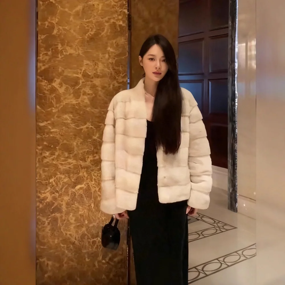 Manteau court en fausse fourrure pour femme, veste épaisse et chaude, Streetwear Y2k, élégant, col en V, manches longues, vêtements d'extérieur, automne hiver