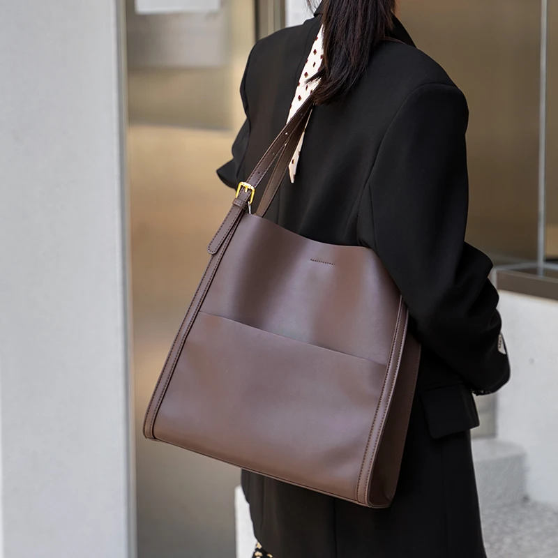 Women's Top grain Cowhide Leather Soft Large Capacity Work Tote Bag Solid Color Shoulder Bag Designer Tote For Women Bolso