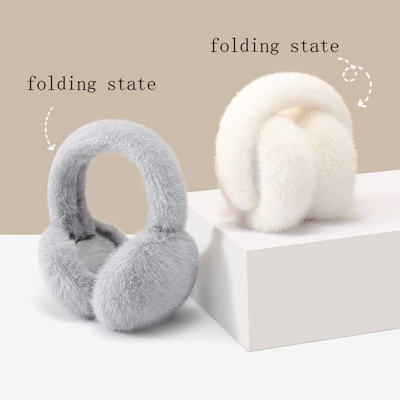 Folding Earmuffs Soft Winter Unisex Ear Warmers Foldable Woman Headband Thicken Plush Ear Protector For Cold Weather Outdoor