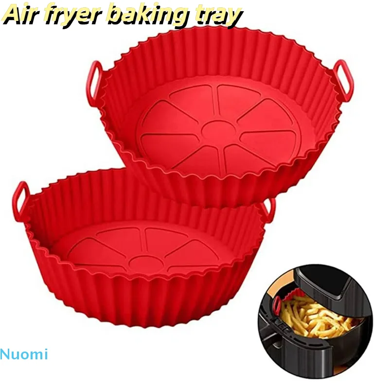 

Air Fryer Silicone Baking Tray Mat Circular High-Temperature Resistant Foldable Food Grade Double Ear Baking Tray Baking tools