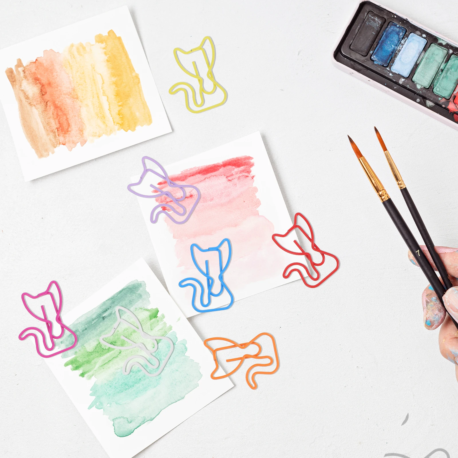 

50 Pcs Cat Paper Clip Book Pin Binder Clips Marker Animal Cute Plastic Desk Accessories