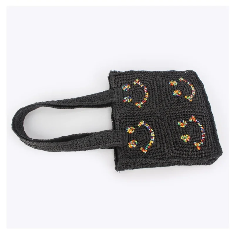 New Arrival Women Bohemian Knitting Handmade Weave Shoulder Bag Fashion Casual Colorful Smiling Face Pattern Versatile Handbags