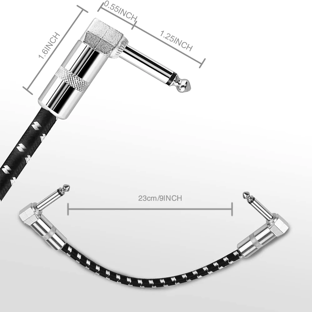 Guitar Effects Pedal Patch Cables 3pcs 1/4 inch Colour Braided Guitar Effects Pedal Instrument Cables