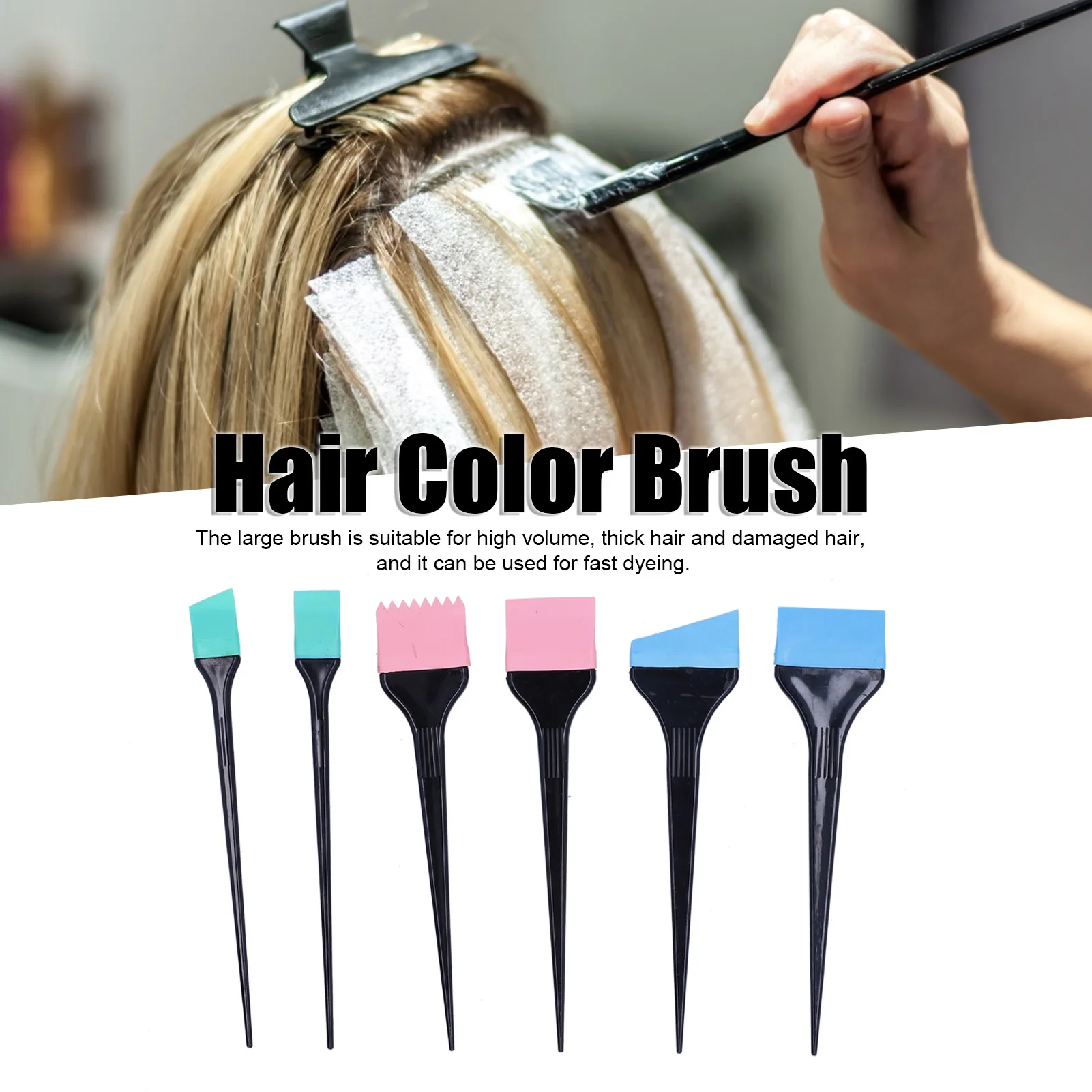 6pcs Silicone Hair Dye Brush Home Barber Shop Hair Treatments Coloring Brush Set