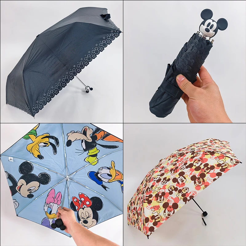 Image of Cartoon Mickey Maus Faltbarer Regenschirm Niedliches Bedrucktes Muster Sonnenschirm Studentengeschenke