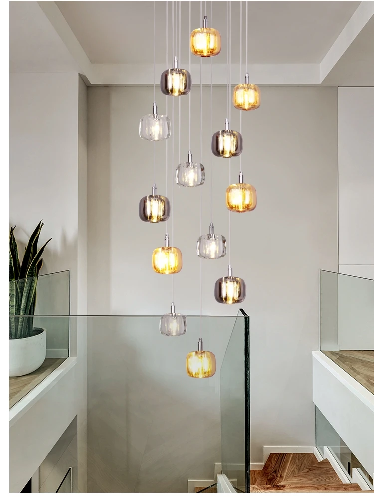 

Modern Ceiling Pendent Lamp Luxury LED Crystal Chandelier Nordic Duplex Attic Living Room Villa Lighting Luster Home Decor Light