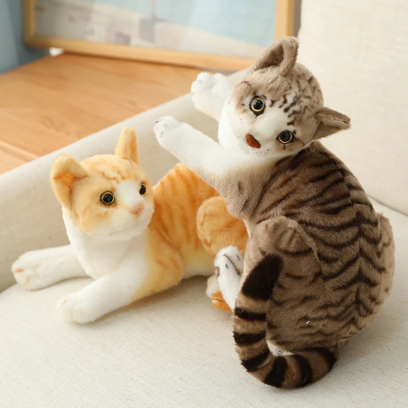 Lifelike Siamese Cats Plush Doll Simulation American Shorthair Cute Cat Pet Toys Kid Xmas Gift Room Decor Birthday Gift