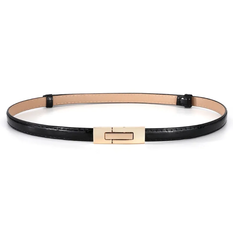 Fashion Metal Buckle Thin Waistband Glossy Patent Leather Women's Waist Sealed Dress Set Waist Cinching Slimming Combination
