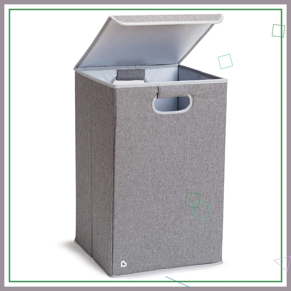 

Collapsible Baby Laundry Hamper with Lid, Large Capacity Nursery Organizer for Kids, Grey