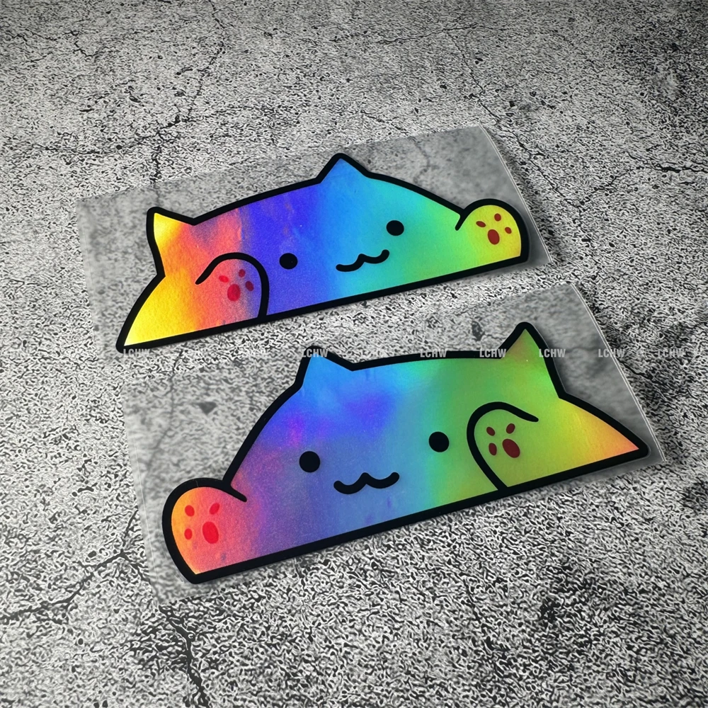 Adorable Peeping Cat Car Sticker, Creative Bongo Drumming Cat Design, Decor Decal for Car Body and Window