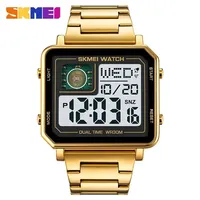 SKMEI 2033 Stainless Steel Digital Watch Waterproof LED Luminous Leisure Square Clock Rectangle Men's Watches 1392 2052 1816