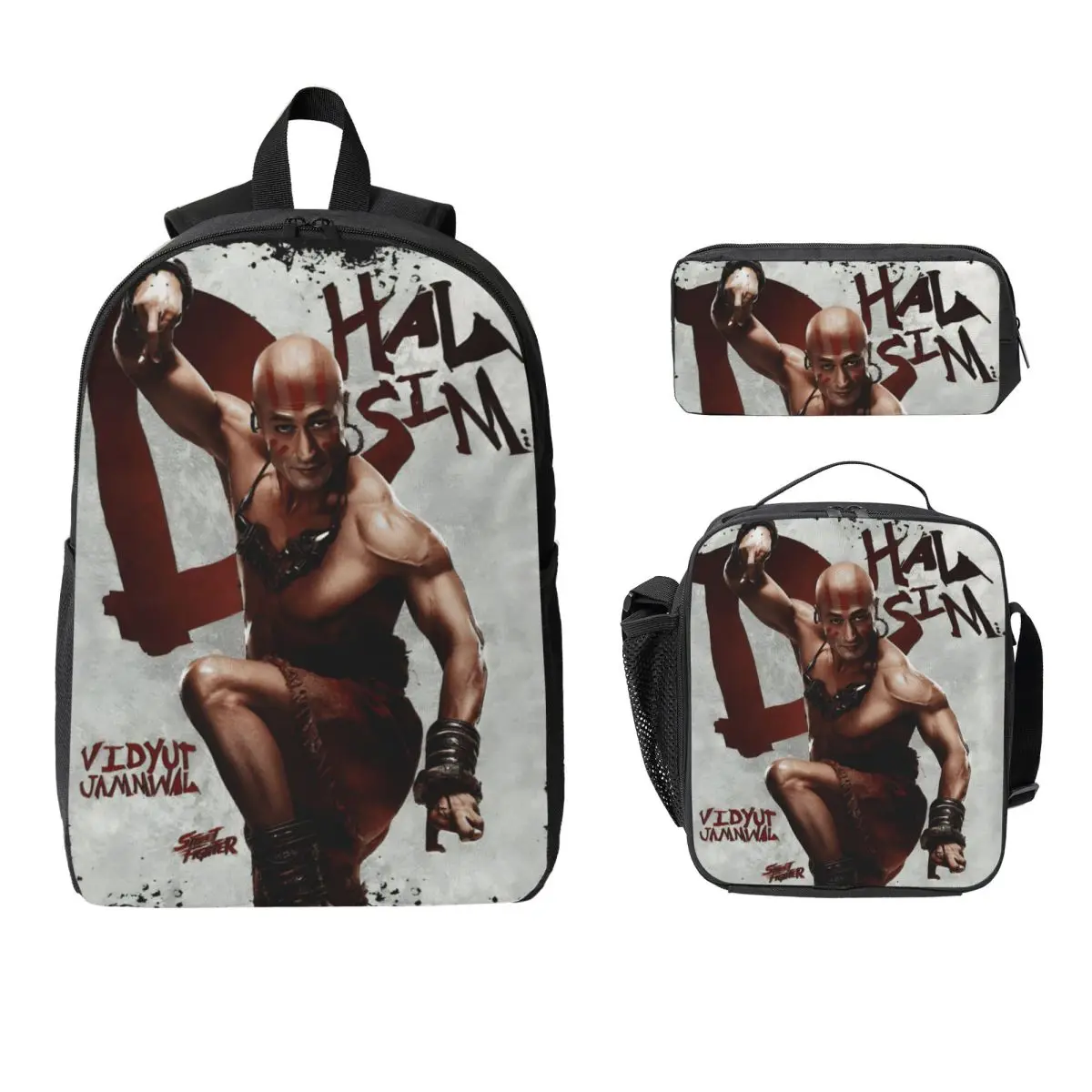 3Pcs Streets Fighters 2026 Accessories Backpack Set for Kids Pen Bags Bookbag Sets with Lunch Box For School Students Knapsack