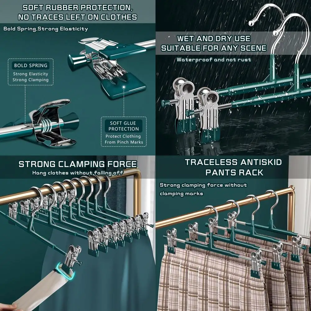 

Регулируемые металлические вешалки с зажимами для женщин — 14-дюймовые, нескользящие, сверхпрочные, экономия места для юбок, брюк, джинсов, шорт, гр.
