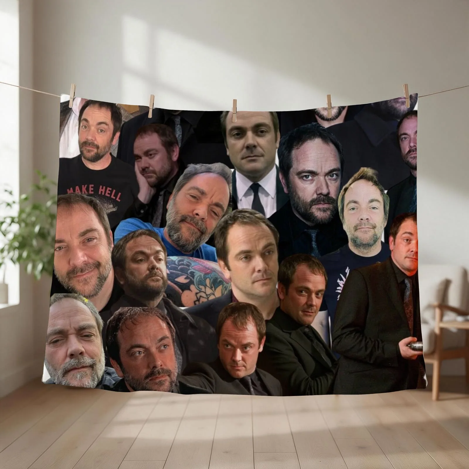 Mark Sheppard photo collage Throw Blanket couch cozy soft plush fuzzy picnic outdoor blanket