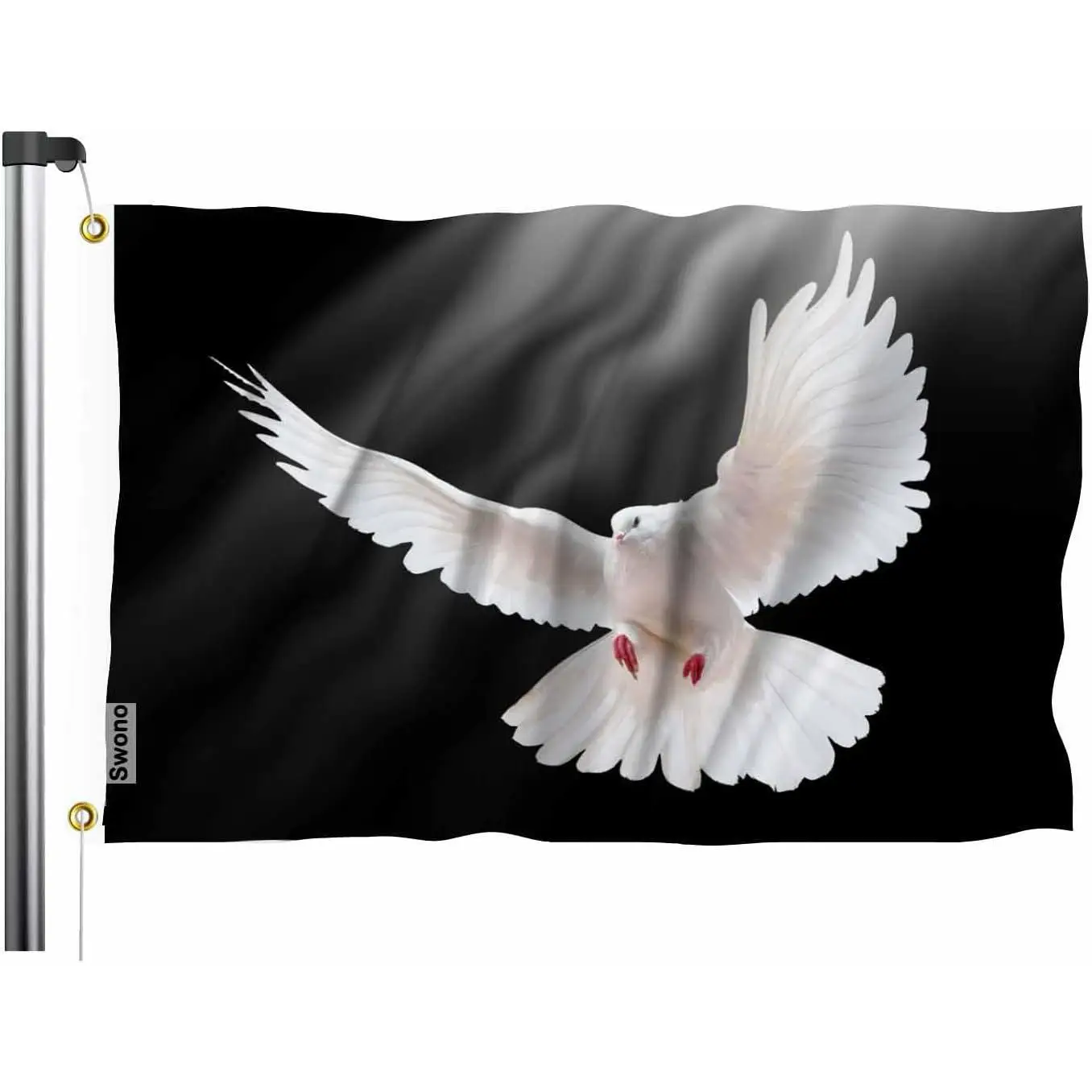White Dove Flag Pigeon Free Flying Bird Animal Light Shadow Love Peace Flag Stitched with Brass Grommets Single-sided Printing