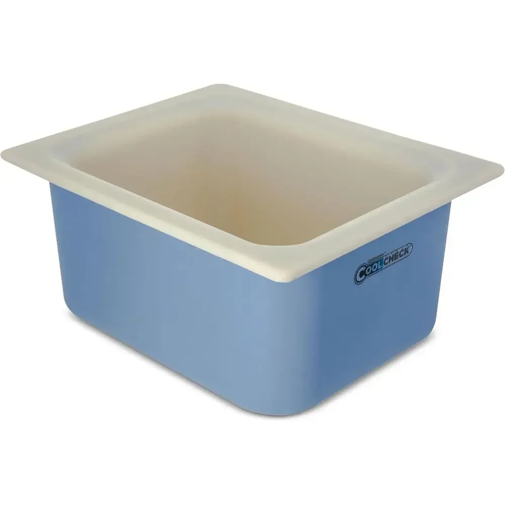 

6 Quart Plastic Food Pan, Ideal for Catering and Restaurant Use, White with Blue Rim