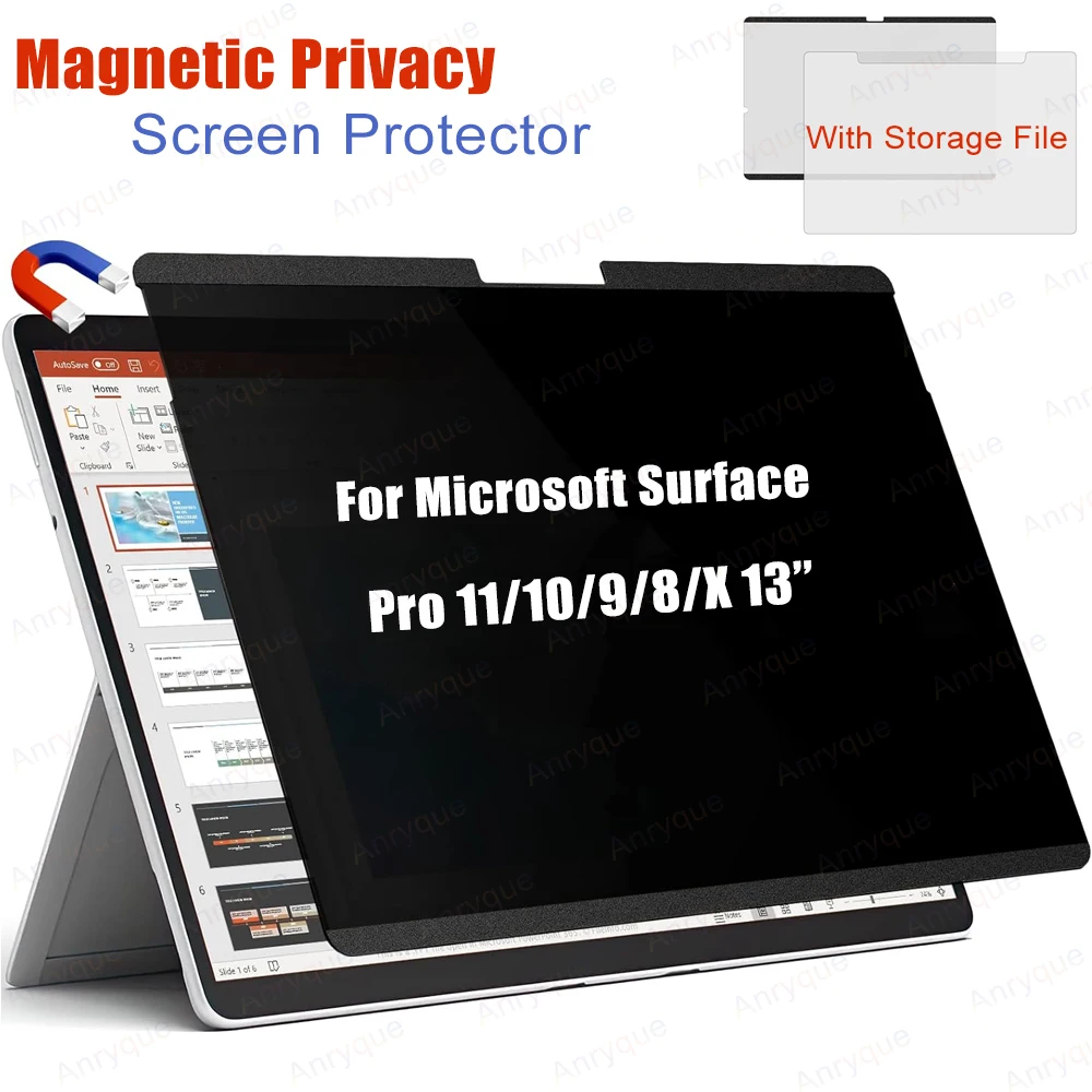 For Surface Pro 11 13 Inch Magnetic Privacy Screen Protector Surface Pro 10/9/8/X 13'' Anti Spy Anti Glare Anti Blue Light Film