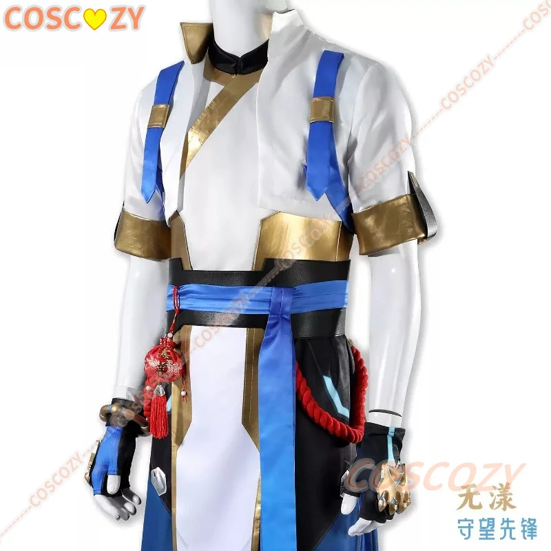OW Wuyang Cosplay Costume Top Vest Pants Wig Carnival Halloween Comic Con Game Watch Role Play Men Battle Suit Custom Made