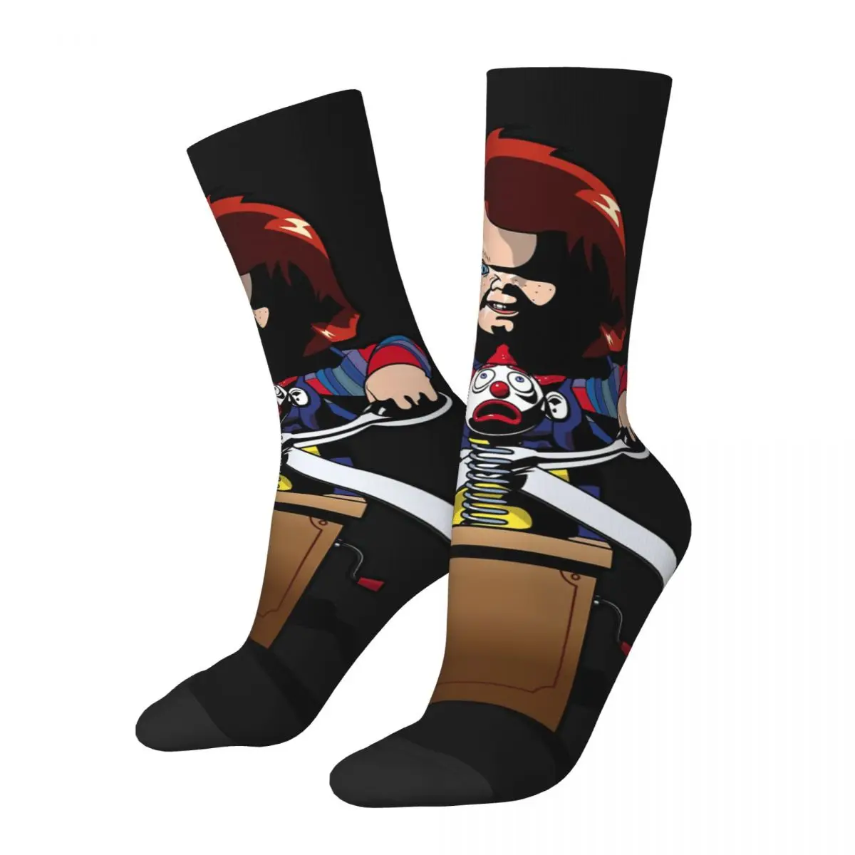 Fashion Child's Play Chucky Doll Horror Film Drawstring Socks Gym Pouch 3D Print Backpack Boy Girls Mid-calf socks