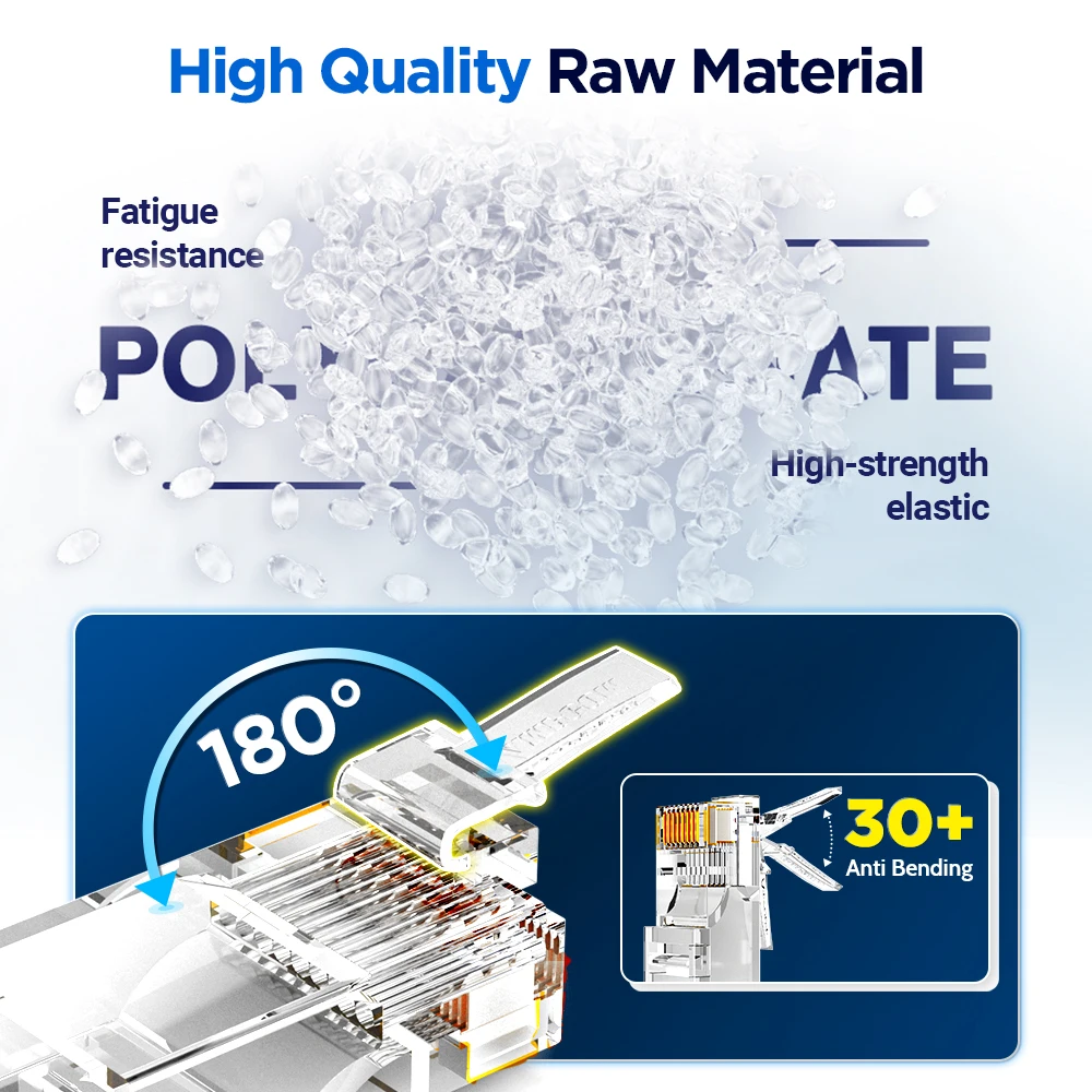 Picture 4: AMPCOM CAT5E RJ45 Connector Pass Through 8P8C Modular Ethernet Cable RJ 45 Ends Ethernet Cable Crimp Connectors UTP Network Plug