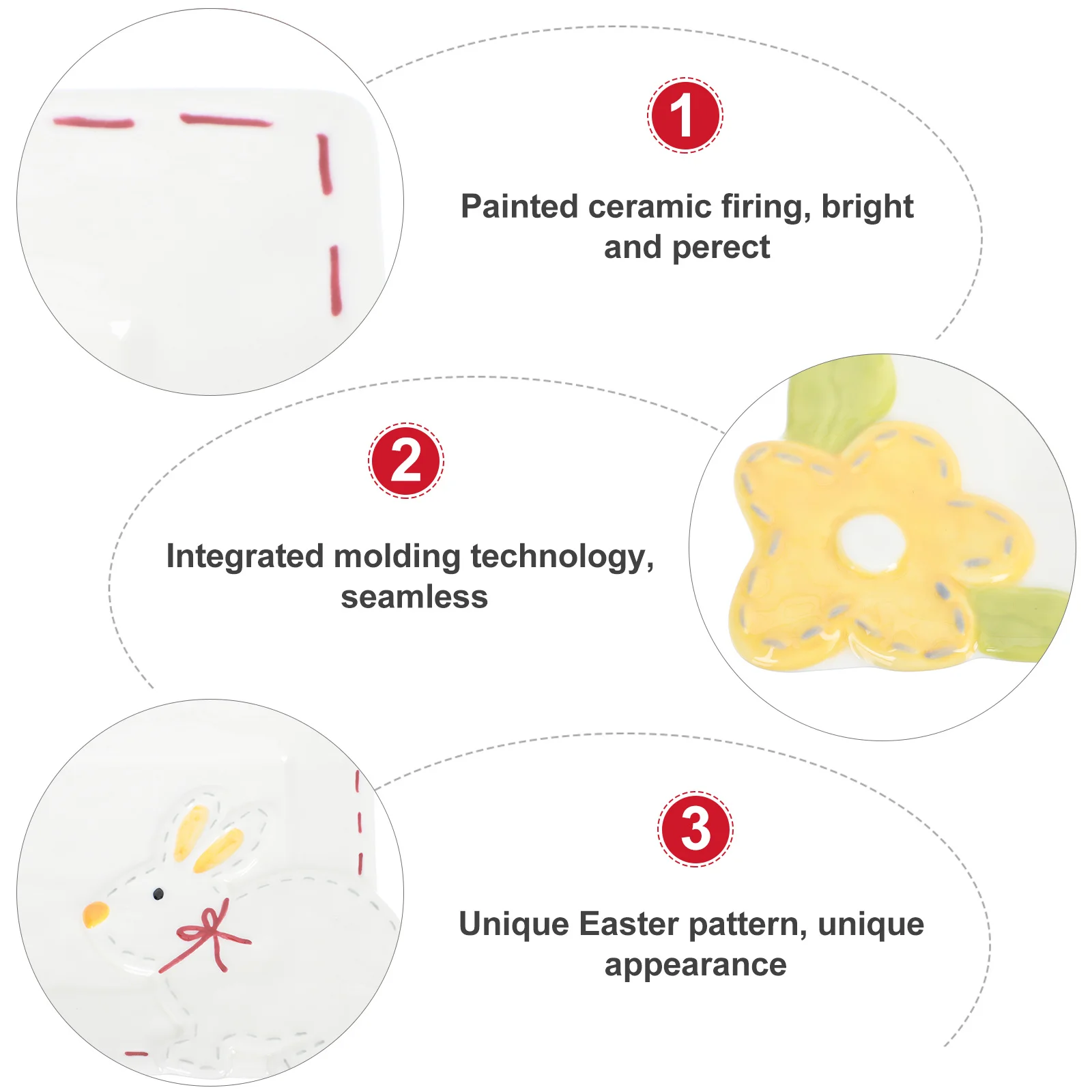 

1Pcs Easter Plate Exquisite Workmanship Lovely Appearance for Daily Meals Decoration Easter Plate Ceramic Food Dish