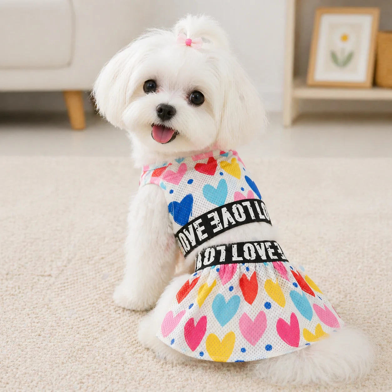 Conjunto verano para perro: camiseta malla y falda corazones - imagen 4