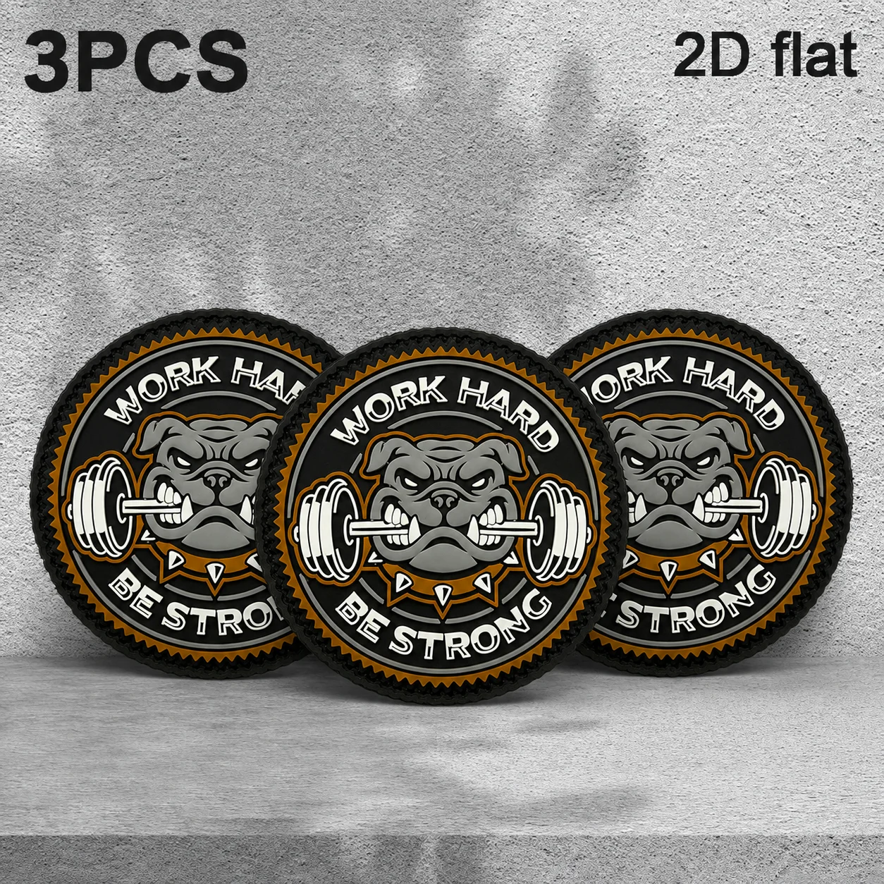 Specifications Available: 1Pc/2Pcs/3Pcs. Fitness Bulldog Power Ring Letter Pattern 2D Flat Pvc Material with Luminous Effect, Includes Fleece Patch, Arm Badge with Embossed Black Border, Tear-Resistant, Suitable for Workwear Jackets, Outdoor Apparel Accessories, Mountaineering Bag Storage, Side Soft Patch