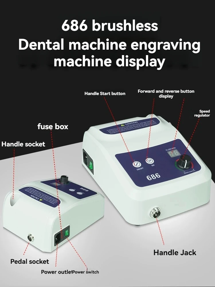 686 Brushless Dental Engraving Machine – Mini Electric Carving Tool for Jade, Wood, Nut, Amber & Wax Polishing