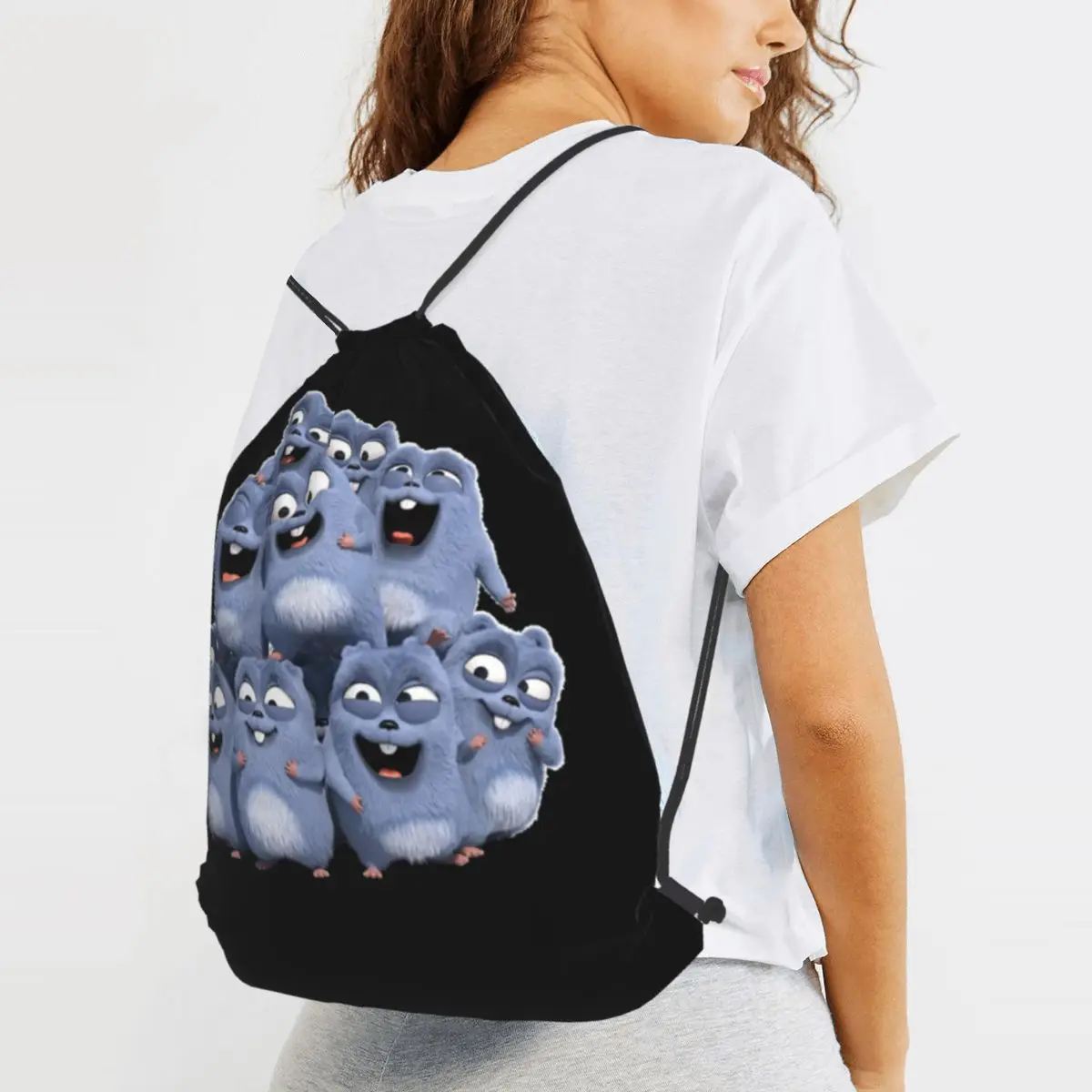 Animation Grizzy And The Lemmings Cartoon Anime Backpacks Casual Drawstring Bundle Book Bags for Travel Students
