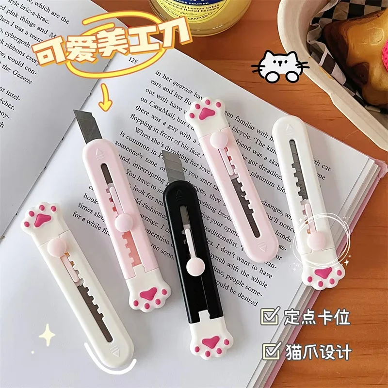 

Cute Cat Paw Portable Paper Cutter Unboxing Paper Wallpaper Knife Handmade Artwork Knife For Office Stationery School Supplies
