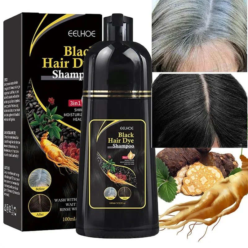 Shampoo colorante per capelli a base di erbe naturale da 100ml, 3 in 1 per capelli Color grano, marrone scuro, nero, grigio. Lavaggio universale per