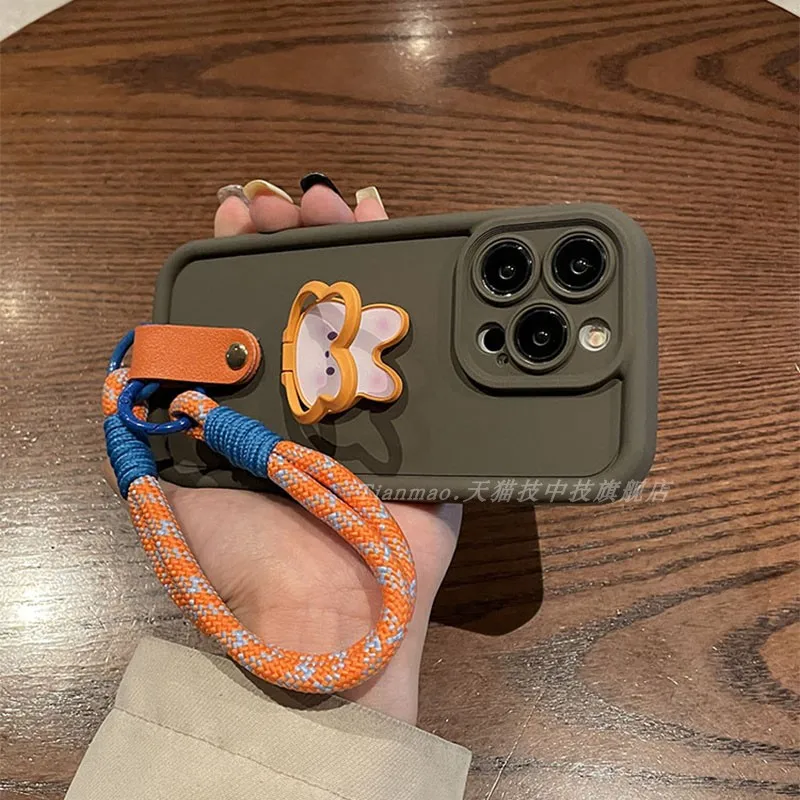 

Легкий карриный держатель для кролика с тонкими отверстиями, ремешок на руку для Apple 16, чехол для iPhone 15pro, новый мягкий силиконовый чехол 14